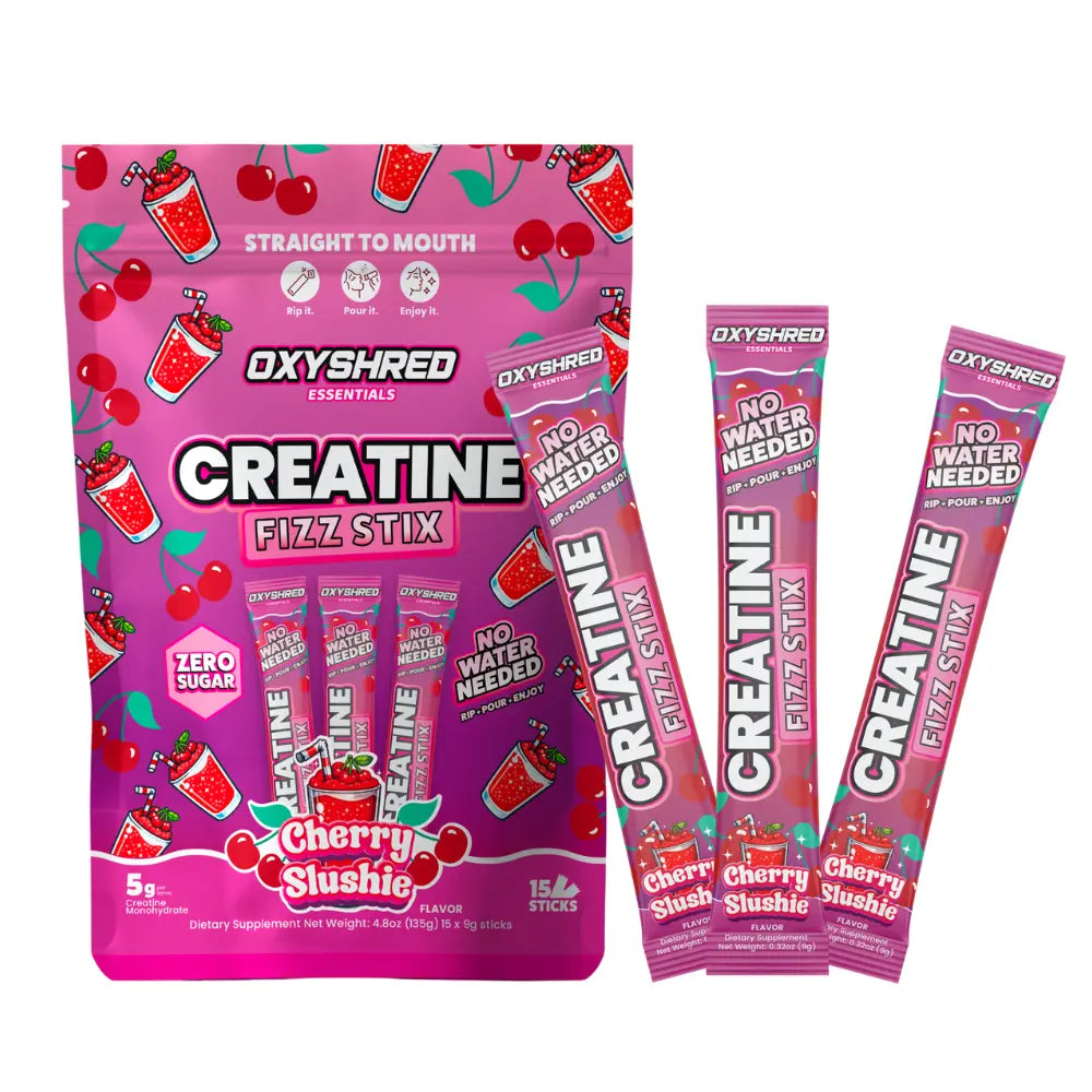 EHPlabs OxyShred Creatine Fizz Stix - Sugar-Free Single-Serve Sherbet, 5g Creatine Monohydrate, No Water/Shaker/Mixing, Supports Athletic Strength, 15 Rip & Pour Sticks, 3 Flavors