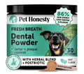 Pet Honesty Dental Powder, Breath Freshener and Teeth Cleaning Dental Care for Dogs, Plaque Tartar Remover with Postbiotic