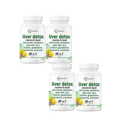 Liver Detox, 240 Veggie Capsules | 20-in-1 Advanced Support Complex with Milk Thistle, Dandelion, NAD, NAC, ALA