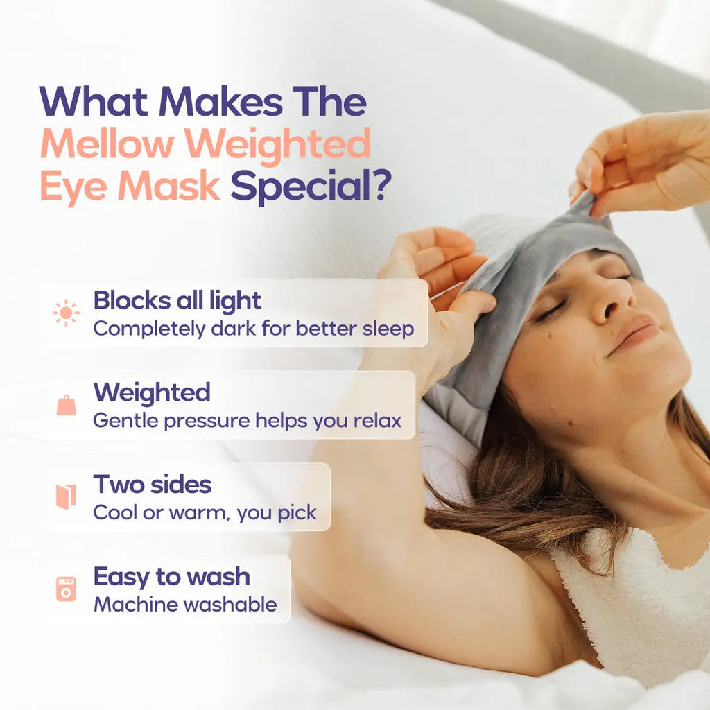 Mellow Sleep | Lights Out Weighted Eye Mask – Strapless 360° Wraparound Sleep Mask, Deep Pressure Relaxation Eye Mask for Better Sleep, Soft Comfortable Light Blocking Eye Mask for Travel, Naps & Stress Relief