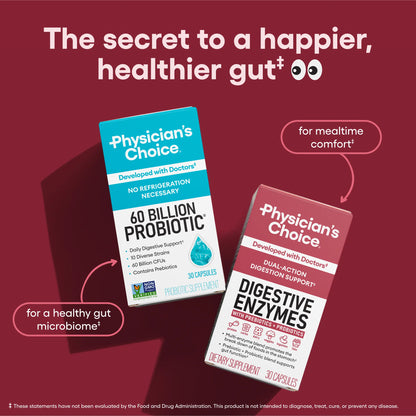 Physician's Choice Digestive Enzymes - Bloating & Mealtime Discomfort Support with Probiotics + Prebiotics for Digestion & Gut Health