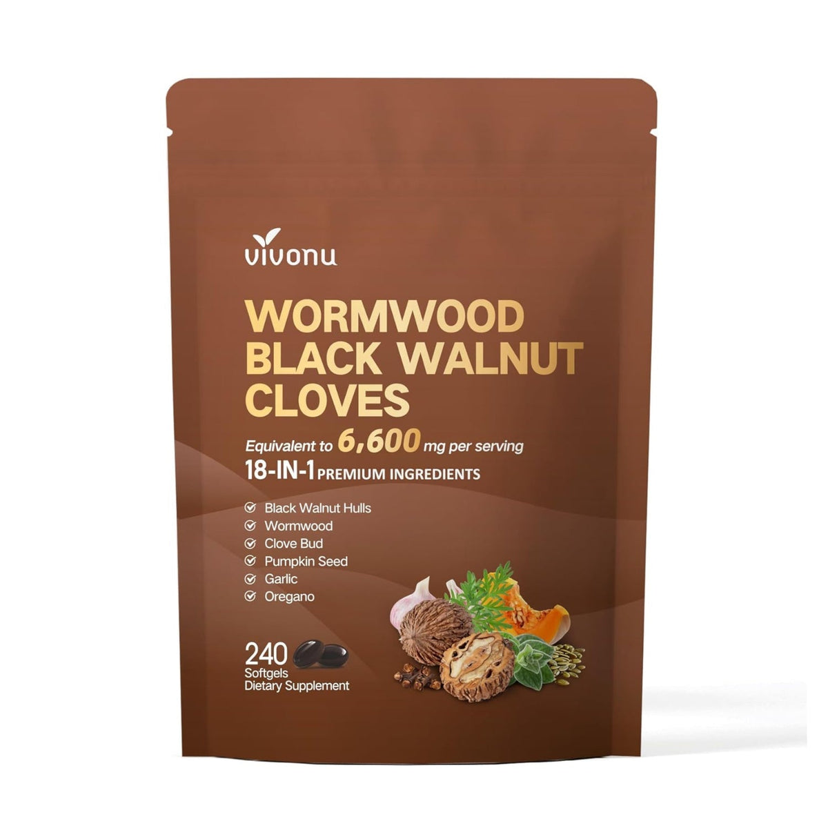 18-in-1 Premium Herbal Blend Capsules, Supports Cleanse, Wormwood Black Walnut Clove Cleanse for Humans, 6600mg Serving