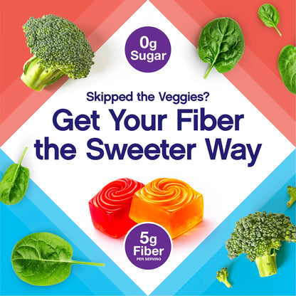 Vitafusion Fiber Well Sugar Free Gummies - 5g - Berry & Peach Flavor Fiber Gummies - Supports Digestive Health & Regularity - 90 Gummies