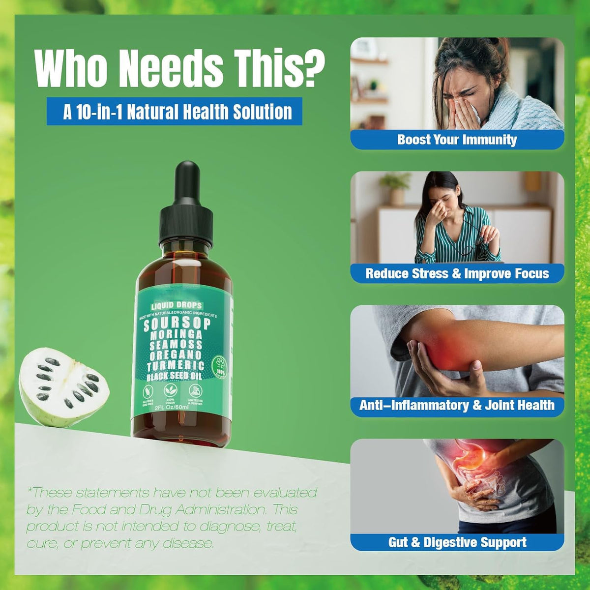 Soursop & Superfoods Elixir | Holistic Support for Energy, Stress & Immunity in a Single Daily Drop