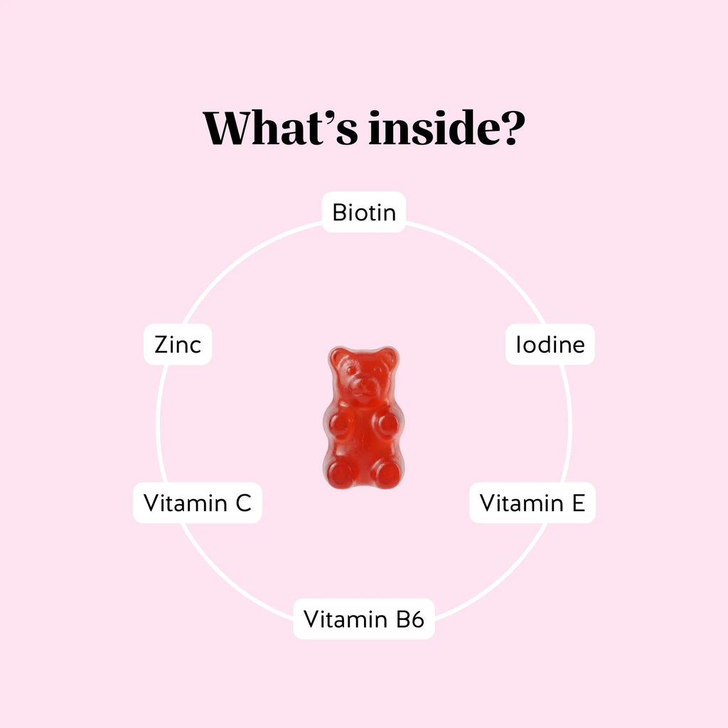 Bears with Benefits Biotin Gummies for Hair Growth, Skin & Nails –  5000 mcg Biotin + Vitamins C & E + Zinc - 30 Gummies - Vegan Wild Berry Flavor - 1 Month Supply