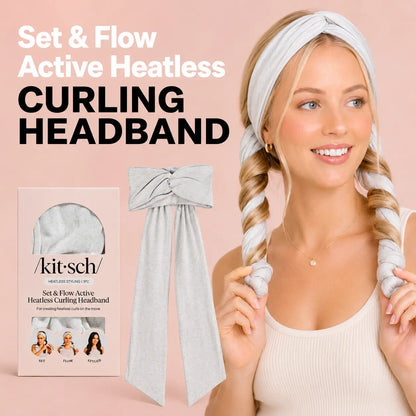Heather Gray Set & Flow Active Curling Headband – Kitsch Heatless Hair Curler for Soft Waves & Curls