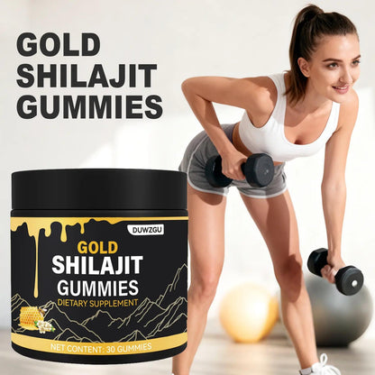 Gold Shilajit Gummies Organic ManukaHoney Boosts Energy and Stamina Sports and Fitness 30 Gummies Lean Muscle Booster Protein Nutrition Supplement