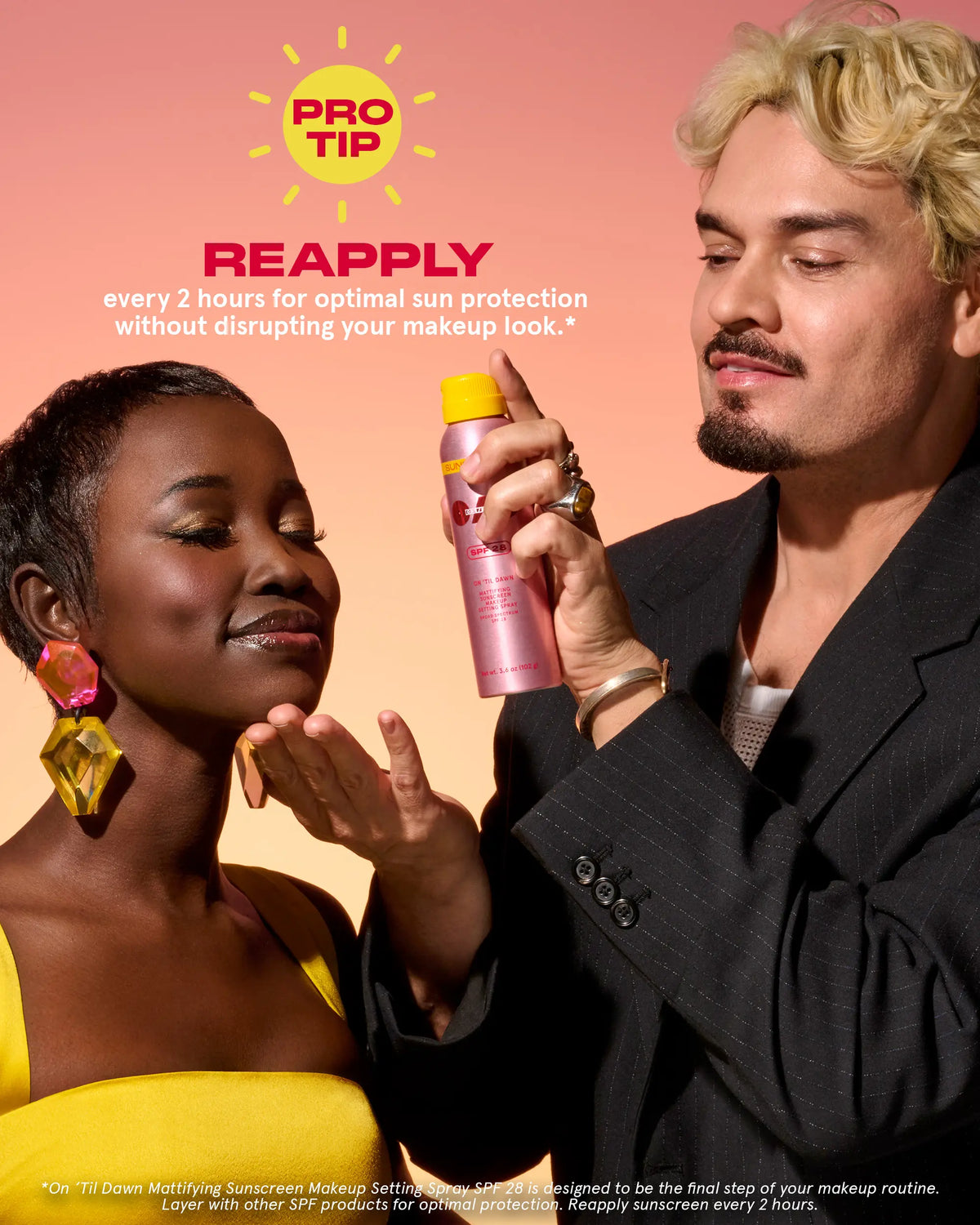 ONE/SIZE On ’Til Dawn Mattifying Sunscreen Makeup Setting Spray SPF 28 Travel Size 1.05 oz - Sets Makeup for 16hrs, Sweat Resistant, Water Resistant, Easy to Reapply