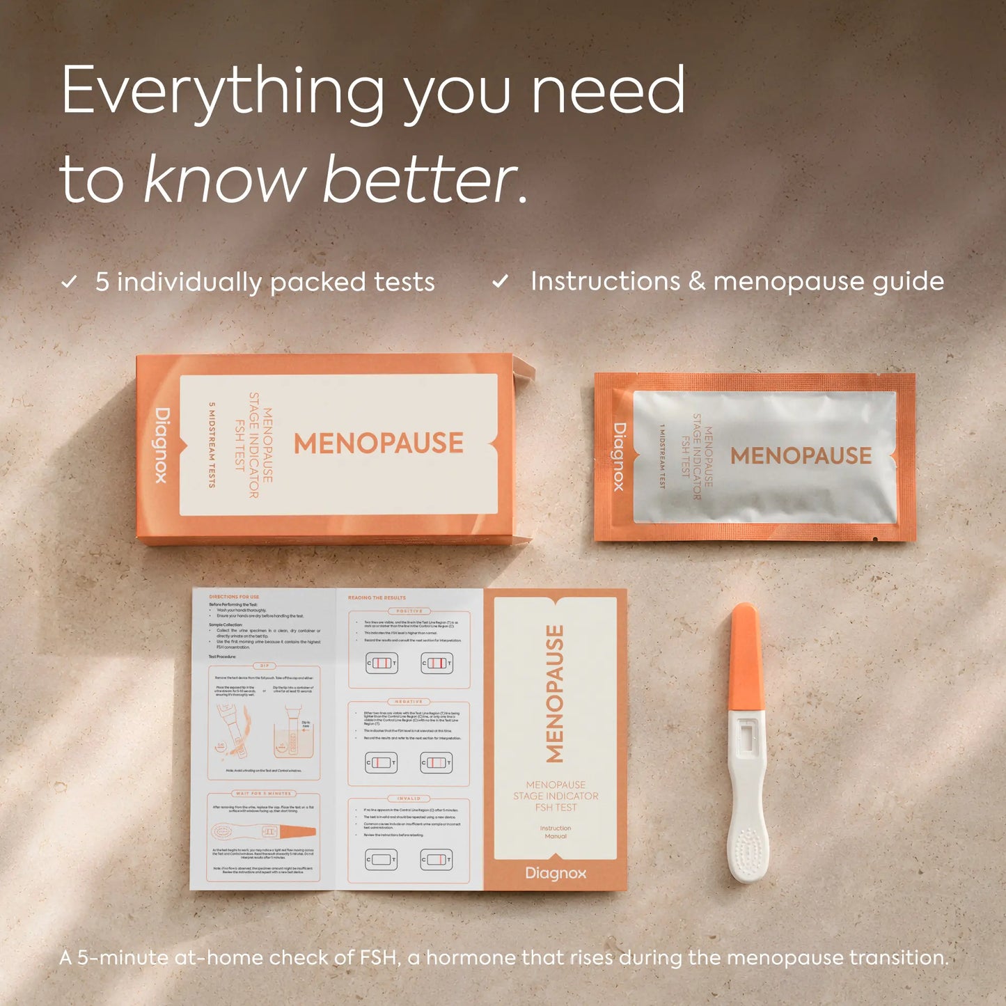 DIAGNOX FSH Menopause Test - 5 Pack Menopause Stage Indicator