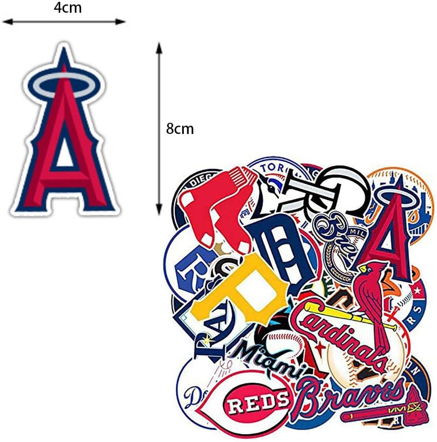Baseball Team Fans Logo Stickers Major League Baseball All 30 Teams Collection Waterproof Vinyl Sticker Include Twins and Brewers for Hydro Flasks Laptops Water Bottle Skateboard 30 Pack