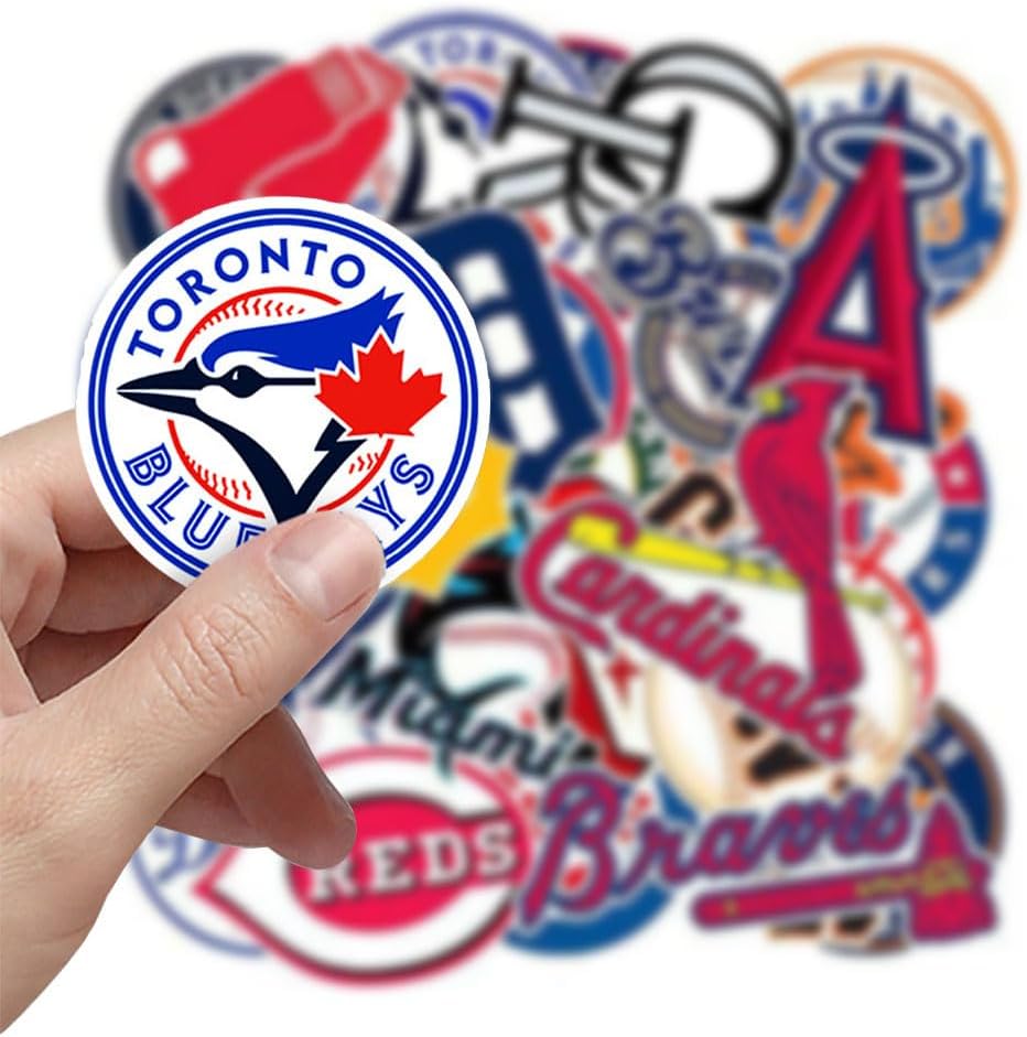 Baseball Team Fans Logo Stickers Major League Baseball All 30 Teams Collection Waterproof Vinyl Sticker Include Twins and Brewers for Hydro Flasks Laptops Water Bottle Skateboard 30 Pack