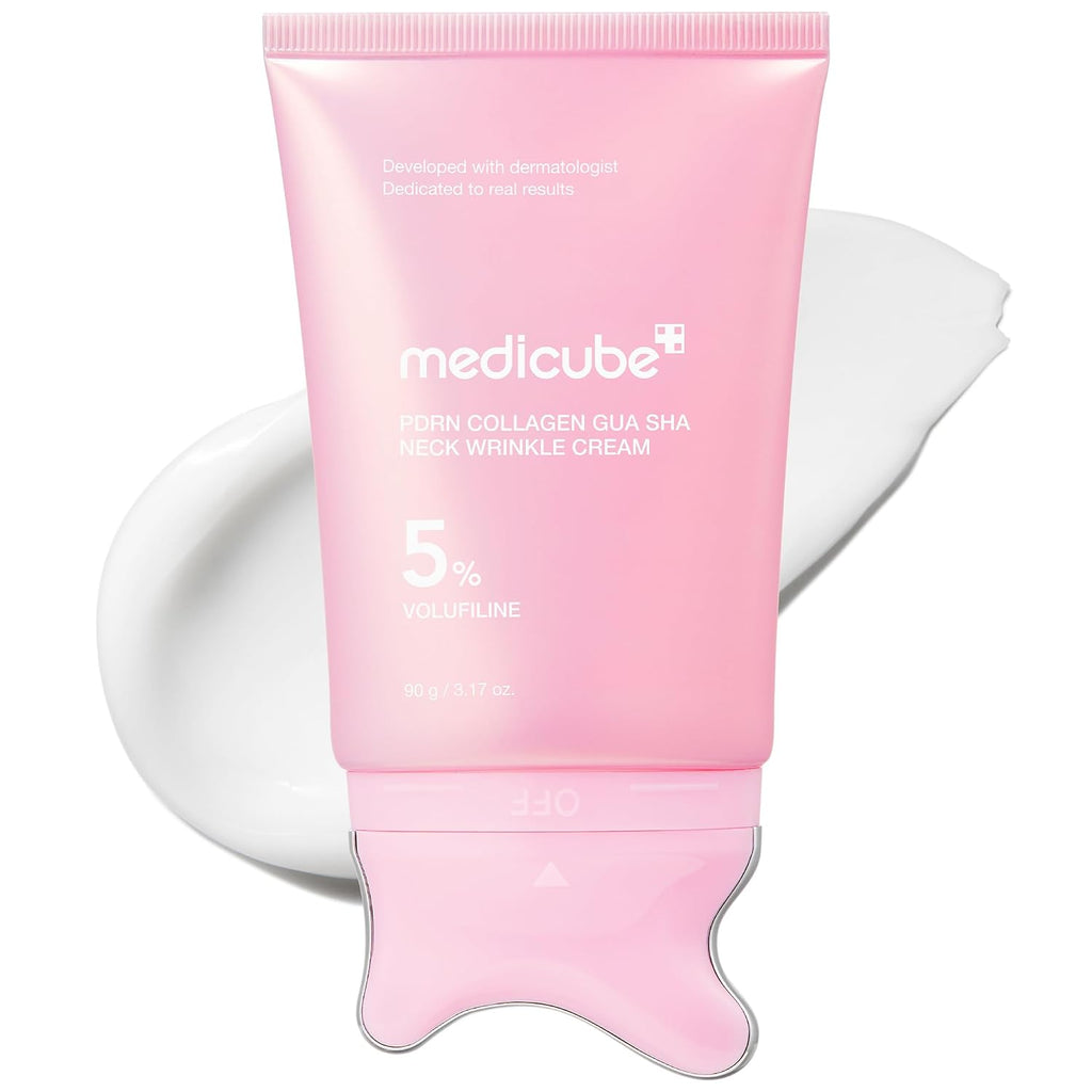 [NEW] [medicube] PDRN Collagen Gua Sha Neck Wrinkle Cream | Built-In Gua Sha Massager with Volufiline 5% + PDRN | Firming, Contour Care for the Look of Fine Lines, Jawline, Neck, Décolleté | Massage Cream | Korean Skincare