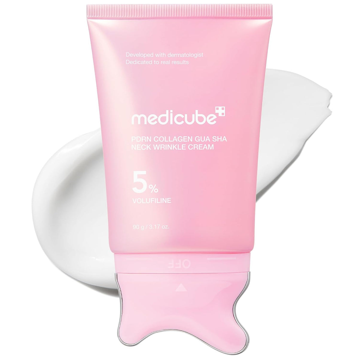 [NEW] [medicube] PDRN Collagen Gua Sha Neck Wrinkle Cream | Built-In Gua Sha Massager with Volufiline 5% + PDRN | Firming, Contour Care for the Look of Fine Lines, Jawline, Neck, Décolleté | Massage Cream | Korean Skincare