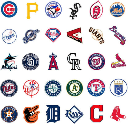 Baseball Team Fans Logo Stickers Major League Baseball All 30 Teams Collection Waterproof Vinyl Sticker Include Twins and Brewers for Hydro Flasks Laptops Water Bottle Skateboard 30 Pack