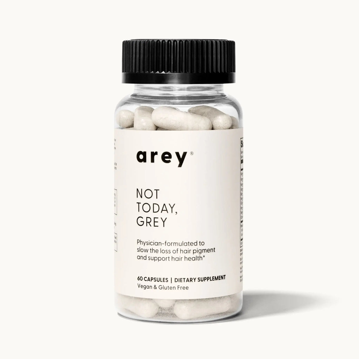 Arey Not Today Grey Daily Supplement with Vitamins Minerals & Antioxidants for Thicker Fuller Healthier Hair and Less Grey 60 Capsules Vegan Gluten Free Healthcare Edible
