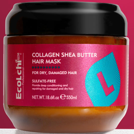 Collagen Shea Butter Hair Mask Deep Repair Conditioning Collagen Shea Butter Hair Treatment for Dry and Damaged Hair All Hair Types 18.6 oz 550ml