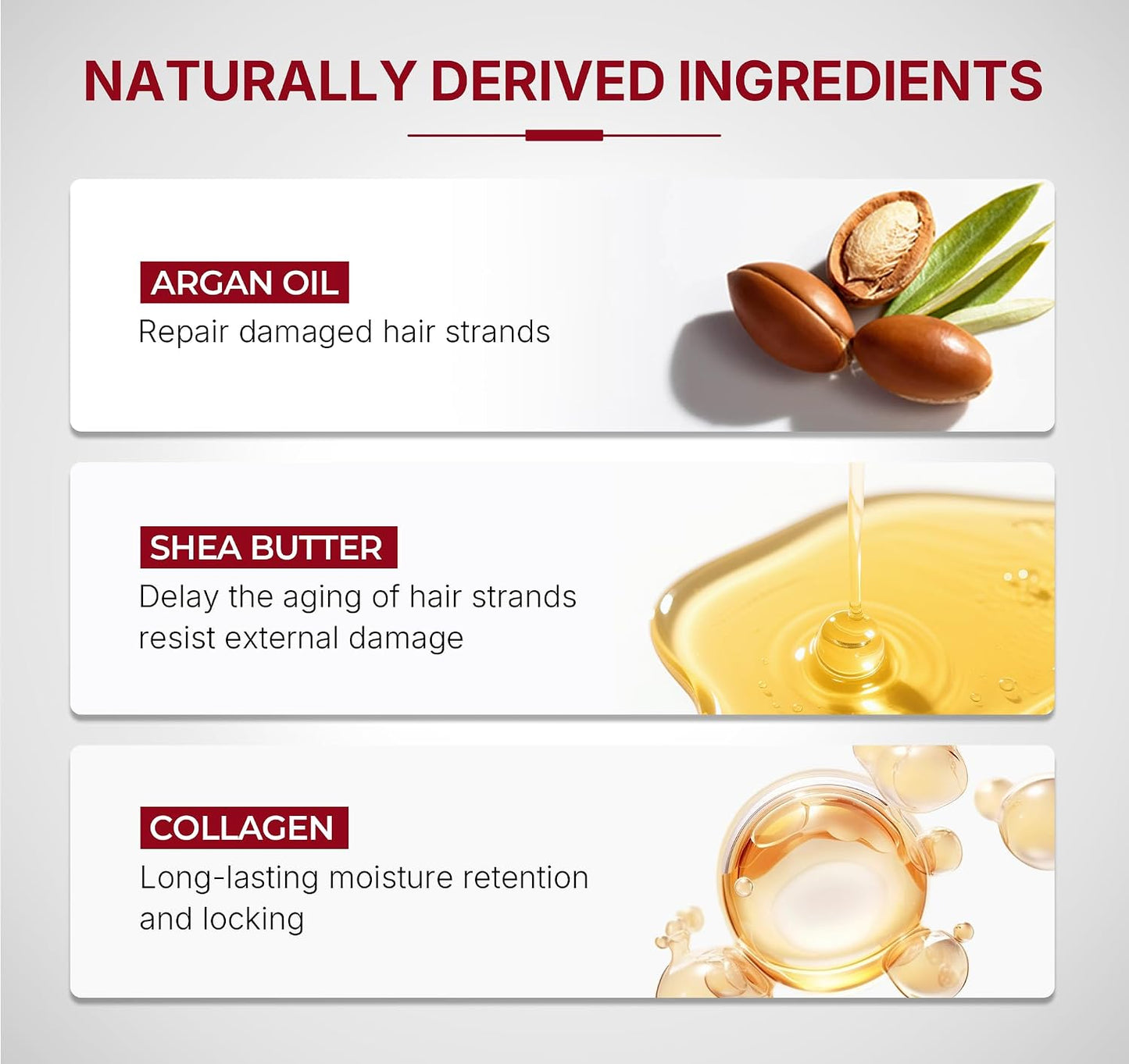 Collagen Shea Butter Hair Mask and Argan Oil Set Deep Repair Conditioning Collagen Hair Treatment for Dry and Damaged Hair All Hair Types 550ml+60ml 18.6floz + 2floz