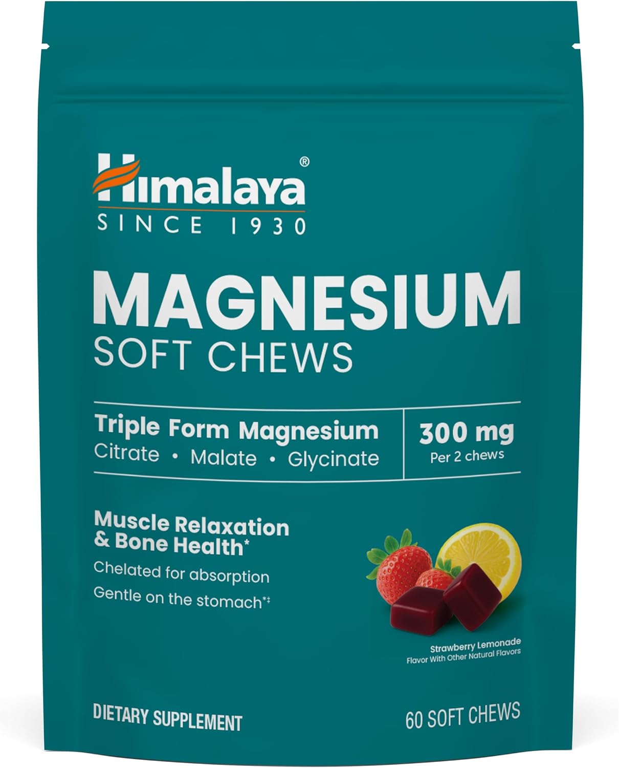 Himalaya Magnesium Complex Soft Chews, Strawberry Lemonade, 300mg, 60 Chews