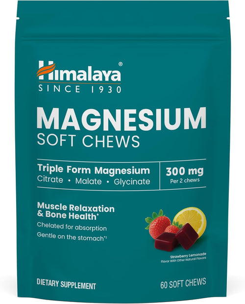 Himalaya Magnesium Complex Soft Chews, Strawberry Lemonade, 300mg, 60 Chews