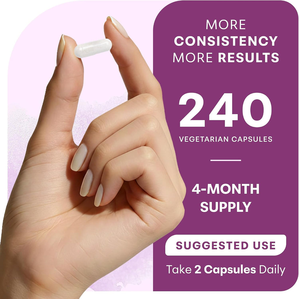Magnesium Complex for Women, 240 Vegetarian Capsules | 20-in-1 Formula - Magnesium Blend with Vitamin D3, K2, Ashwagandha & More | Filler Free, Non-GMO