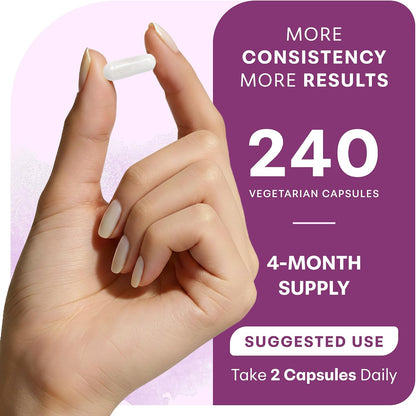 Magnesium Complex for Women, 240 Vegetarian Capsules | 20-in-1 Formula - Magnesium Blend with Vitamin D3, K2, Ashwagandha & More | Filler Free, Non-GMO
