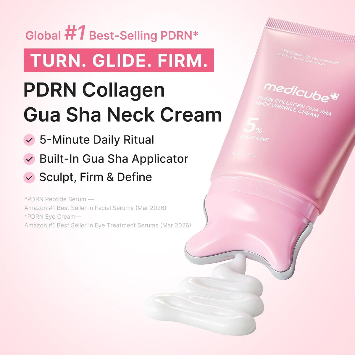 [NEW] [medicube] PDRN Collagen Gua Sha Neck Wrinkle Cream | Built-In Gua Sha Massager with Volufiline 5% + PDRN | Firming, Contour Care for the Look of Fine Lines, Jawline, Neck, Décolleté | Massage Cream | Korean Skincare