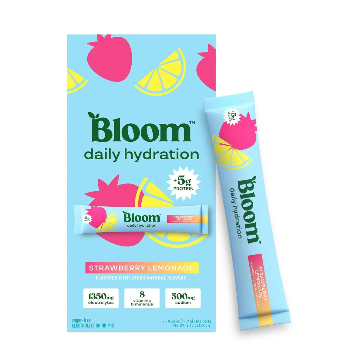 New - Bloom Nutrition Daily Hydration Sticks - 1350mg Electrolytes, 5g Clear Whey Protein & Collagen, 8 Key Vitamins, Sugar-Free Drink Mix for Hydration, Recovery & Skin Health