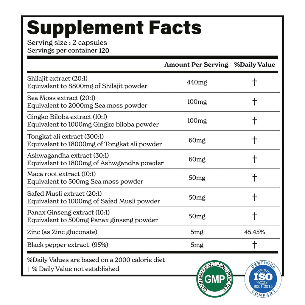 BetterAlt GOLD+ Shilajit, Ashwagandha & Sea Moss Capsules | Lab-Tested for Purity | Helps Boost Energy & Immunity | 2-Month Pack