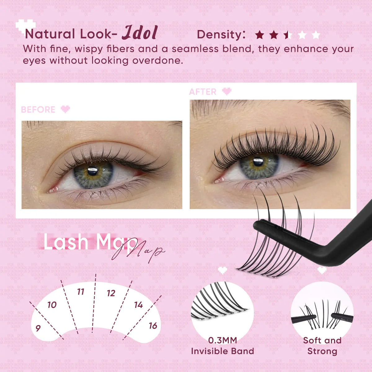 OKAYLOVE Idol Black| Brown Idol Lash Clusters Kit | D Curl Wispy Lash Extension Kit | Lightweight Look Like Real Lashes DIY Eyelash at Home for Natural Makeup Girl Gifts #backtoschool #sohochic