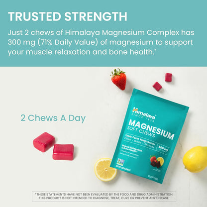 Himalaya Magnesium Complex Soft Chews, Strawberry Lemonade, 300mg, 60 Chews