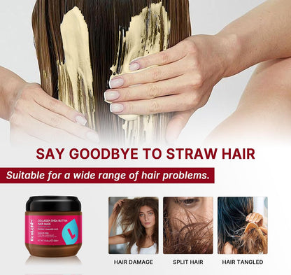 Collagen Shea Butter Hair Mask Deep Repair Conditioning Collagen Shea Butter Hair Treatment for Dry and Damaged Hair All Hair Types 18.6 oz 550ml