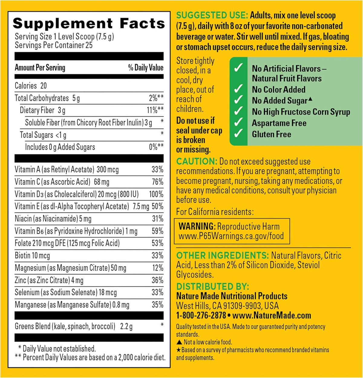 SuperGreens with Prebiotic Fiber Powder Drink Mix