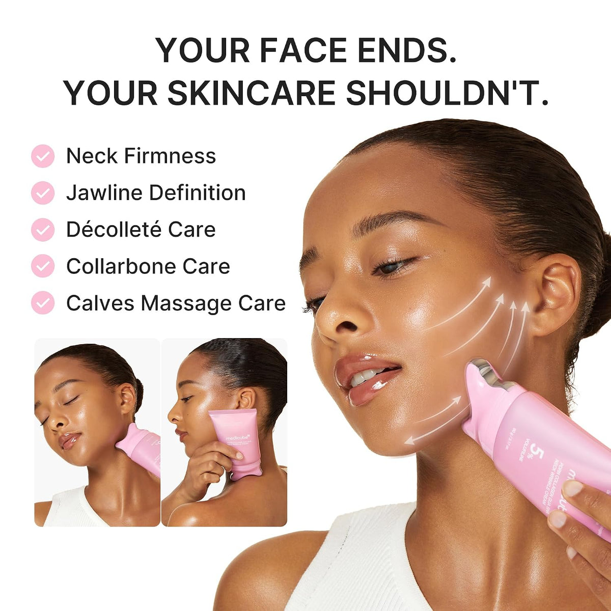 [NEW] [medicube] PDRN Collagen Gua Sha Neck Wrinkle Cream | Built-In Gua Sha Massager with Volufiline 5% + PDRN | Firming, Contour Care for the Look of Fine Lines, Jawline, Neck, Décolleté | Massage Cream | Korean Skincare