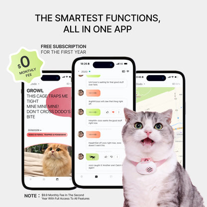 PettiChat Pet Translator Collar for Cats & Dogs – Real-time voice translation, hybrid location tracker, IP65 waterproof, lightweight AI communicator (27.2 g) with interactive conversation, magnetic charging system, portable and easy charging