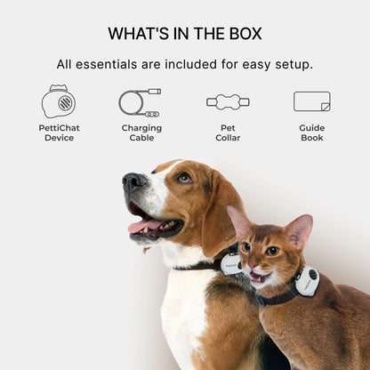 PettiChat Pet Translator Collar for Cats & Dogs – Real-time voice translation, hybrid location tracker, IP65 waterproof, lightweight AI communicator (27.2 g) with interactive conversation, magnetic charging system, portable and easy charging