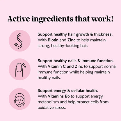 Bears with Benefits Biotin Gummies for Hair Growth, Skin & Nails –  5000 mcg Biotin + Vitamins C & E + Zinc - 30 Gummies - Vegan Wild Berry Flavor - 1 Month Supply