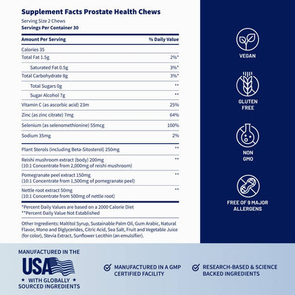 NEW! Prostate Health and Nitric Oxide Chews - Inflammation Support - Urinary & Bladder Function - Supports Blood Flow & Energy - Male Reproductive Health - Antioxidants - Supports Healthy DHT levels - Mixed Berry Flavor - Medicinal Mushrooms & Botanicals