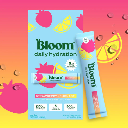 New - Bloom Nutrition Daily Hydration Sticks - 1350mg Electrolytes, 5g Clear Whey Protein & Collagen, 8 Key Vitamins, Sugar-Free Drink Mix for Hydration, Recovery & Skin Health