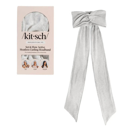 Heather Gray Set & Flow Active Curling Headband – Kitsch Heatless Hair Curler for Soft Waves & Curls