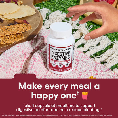 Physician's Choice Digestive Enzymes - Bloating & Mealtime Discomfort Support with Probiotics + Prebiotics for Digestion & Gut Health