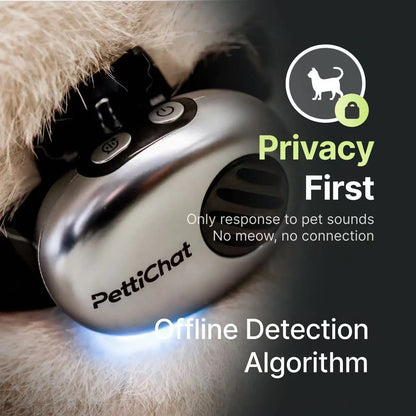 PettiChat Pet Translator Collar for Cats & Dogs – Real-time voice translation, hybrid location tracker, IP65 waterproof, lightweight AI communicator (27.2 g) with interactive conversation, magnetic charging system, portable and easy charging