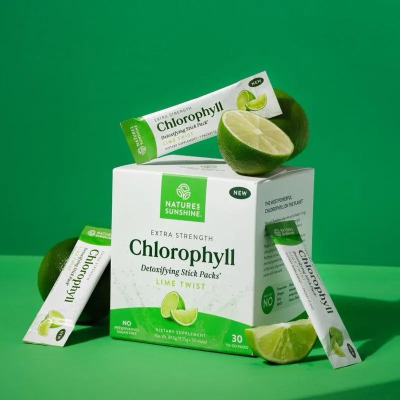 Nature's Sunshine Chlorophyll Stick Packs: Lime Twist. Your Daily Detox- Reduce Bloat, Control Odor, Clear Skin, Boost Energy, Support Digestion Nutrition Healthcare