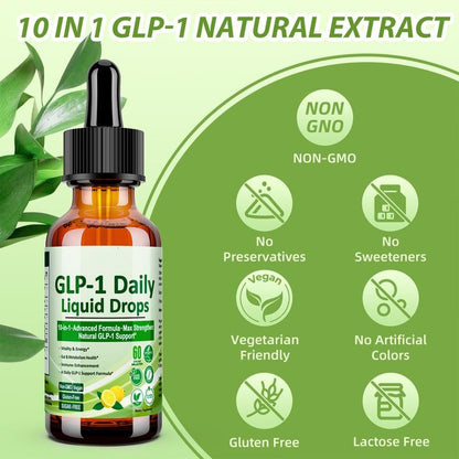 GLP-1 Supplement Liquid Drops, GLP 1 Activated Fiber, with 800 mg Berberine, Ceylon Cinnamon, Green Tea, Bromelain, Natural GLP-1 Support Gut and Digestive Health Immune and Energy Support